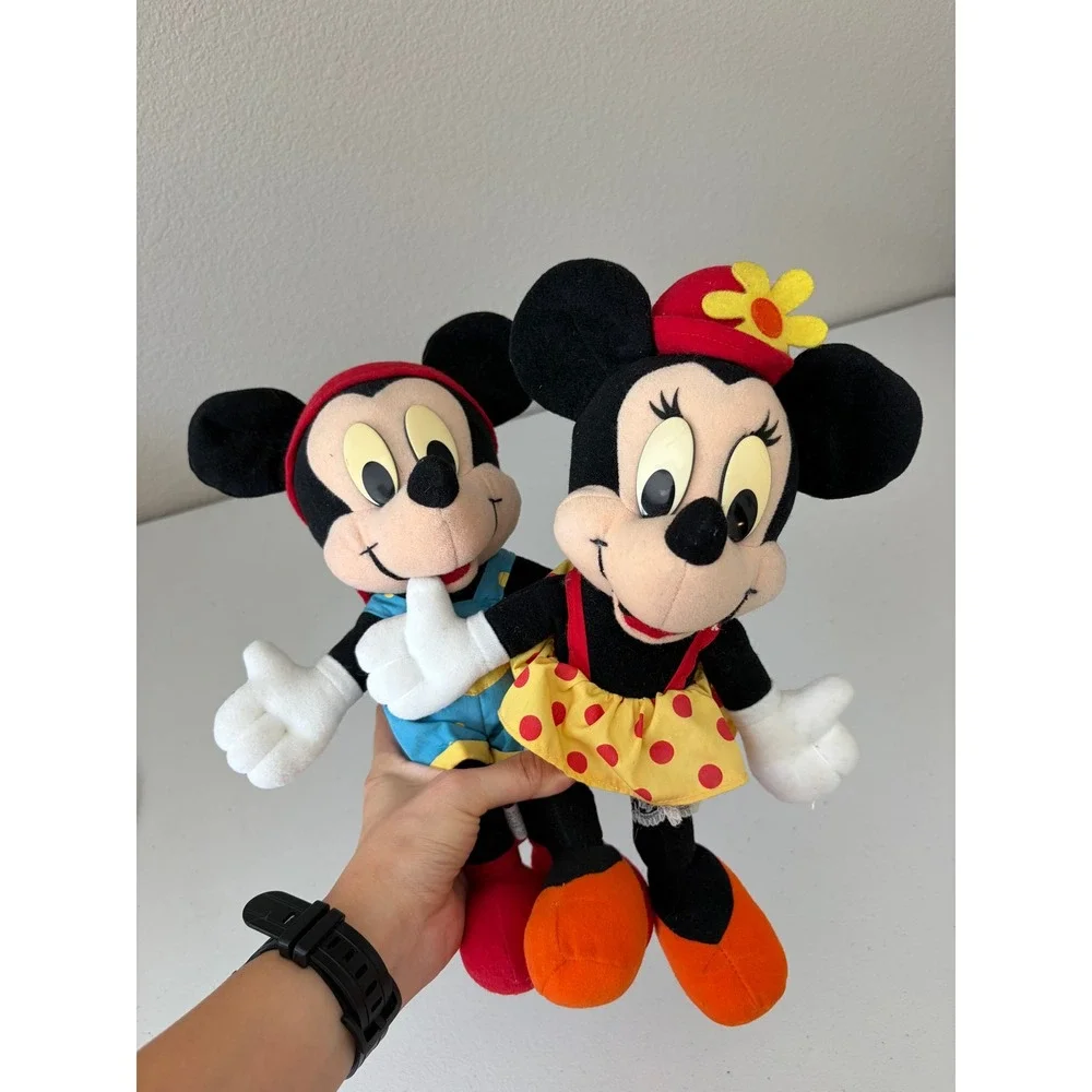 Vintage Disney Mickey Minnie Mouse Plush Set Mattel Arco Toys 1990s 9 Inch Pair